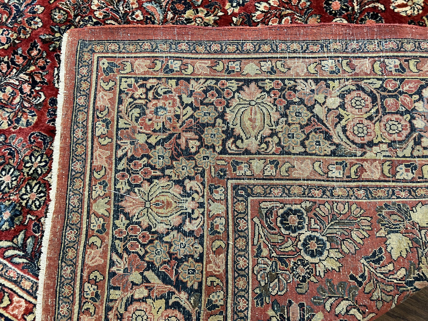 1920s Persian Sarouk Rug 9x12, Red Persian Carpet, High Quality Persian Rug, Allover Floral Pattern, Antique Oriental Rug, Wool Handmade Room Sized - Nuvé