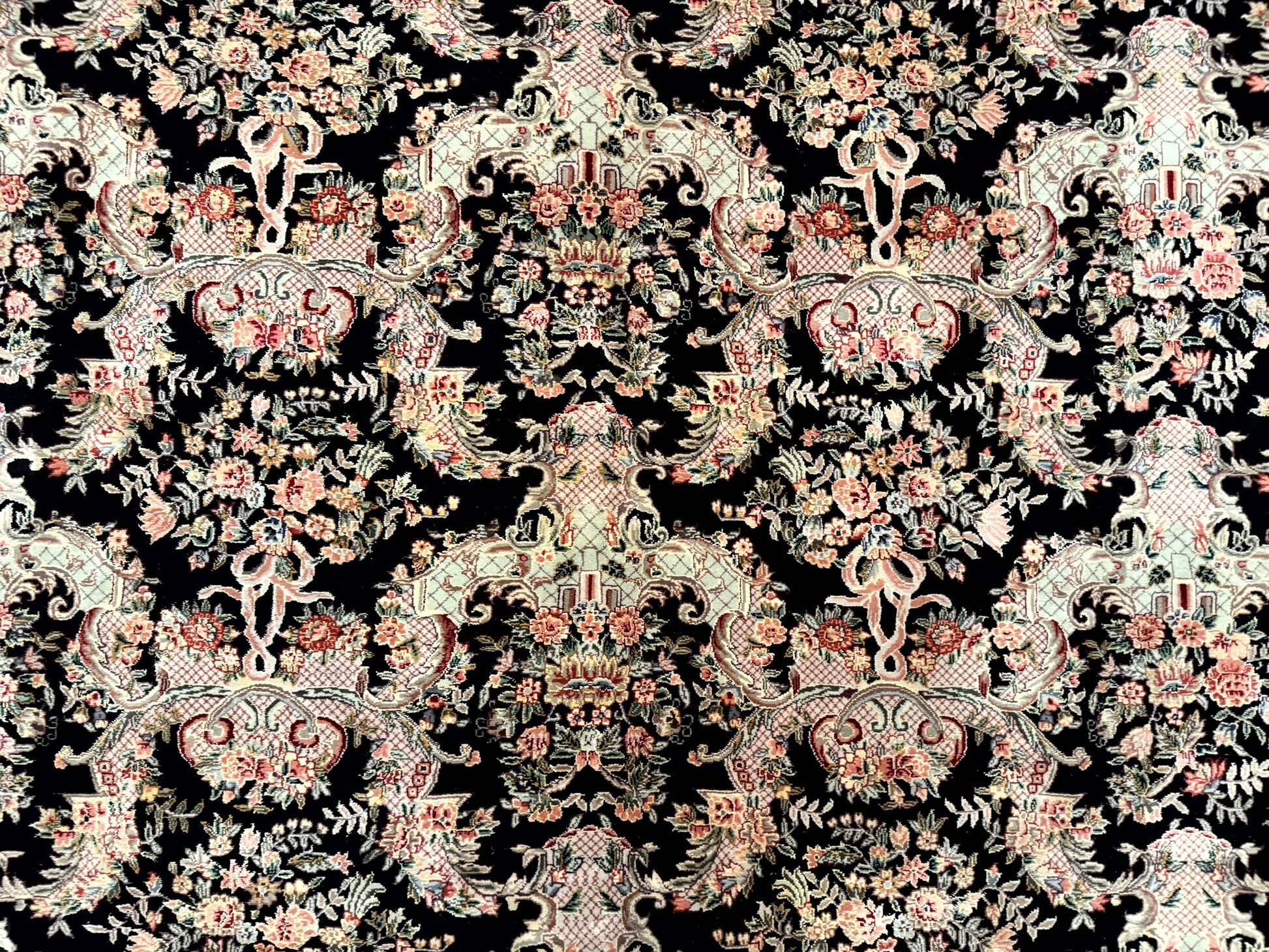 Sino Persian Rug 9x12, Black, Floral Bouquets - Nuvé