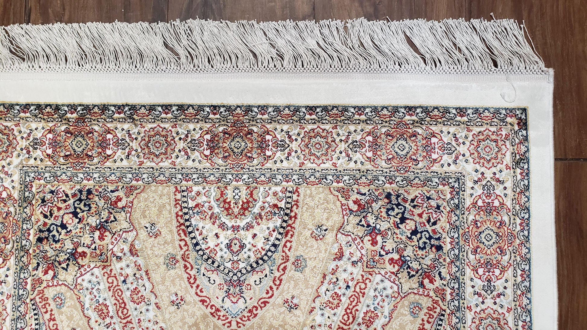 Persian Design Silk Accent Rug, Dome Medallion, Allover Pattern Oriental Carpet, Small Silk Rug, Cream, Ivory, Bamboo Silk, 2' 8" x 4' 1" - Nuvé