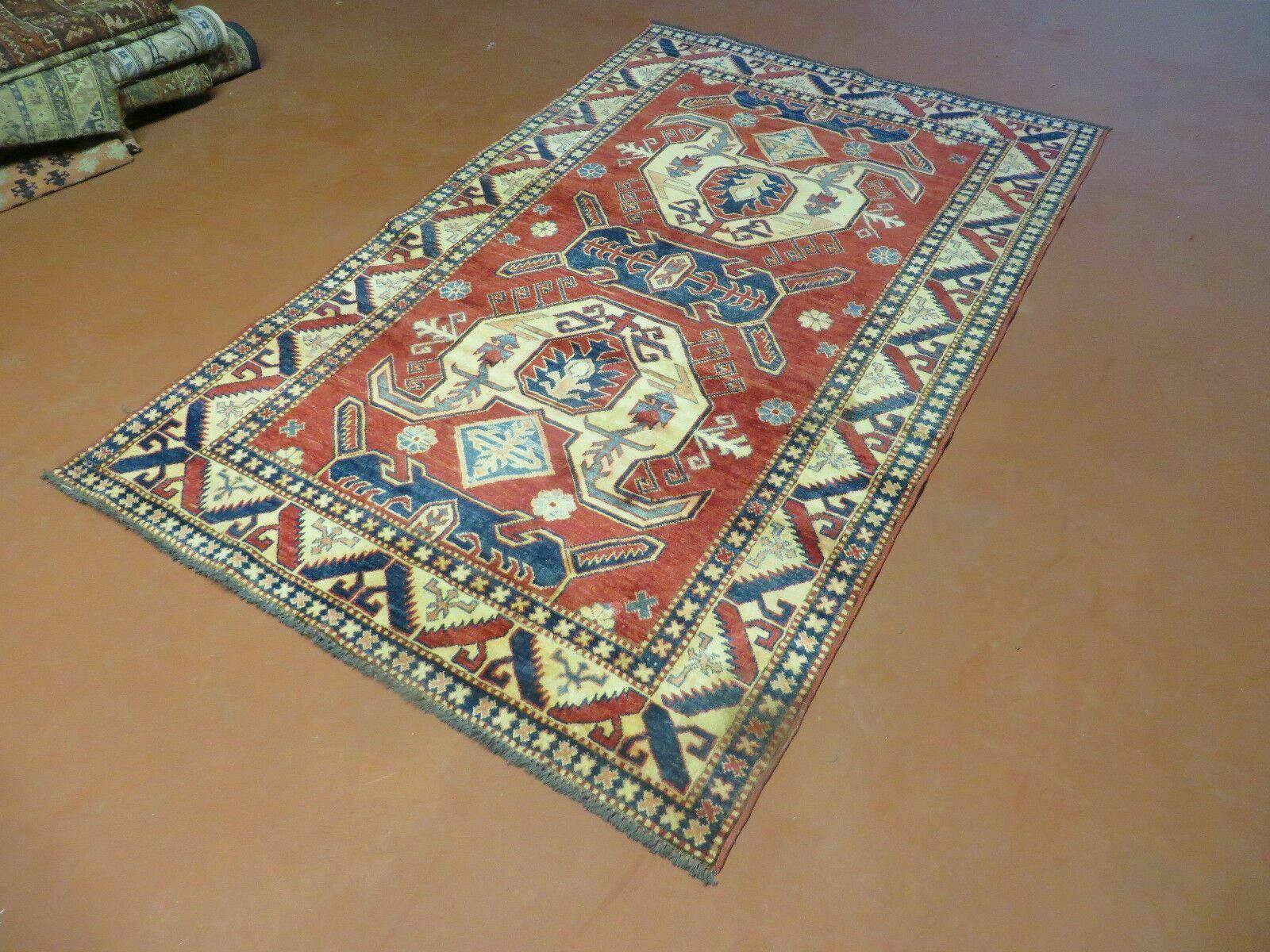 4' X 6' Vintage Handmade Turkish Kazak Pattern Wool Rug Carpet Nice - Nuvé
