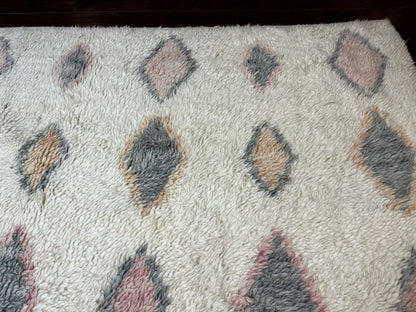 Large Modern Contemporary Indian Shag Rug 11x14, Ivory, Handmade Wool Carpet - Nuvé