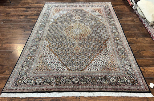 Wonderful Persian Tabriz Rug 7x10 ft, Very Fine 50 Raj 350 KPSI Oriental Carpet, Herati Mahi Pattern, Authentic Hand Knotted Handmade Wool Vintage - Nuvé