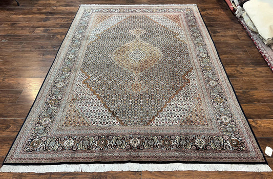 Wonderful Persian Tabriz Rug 7x10 ft, Very Fine 50 Raj 350 KPSI Oriental Carpet, Herati Mahi Pattern, Authentic Hand Knotted Handmade Wool Vintage - Nuvé