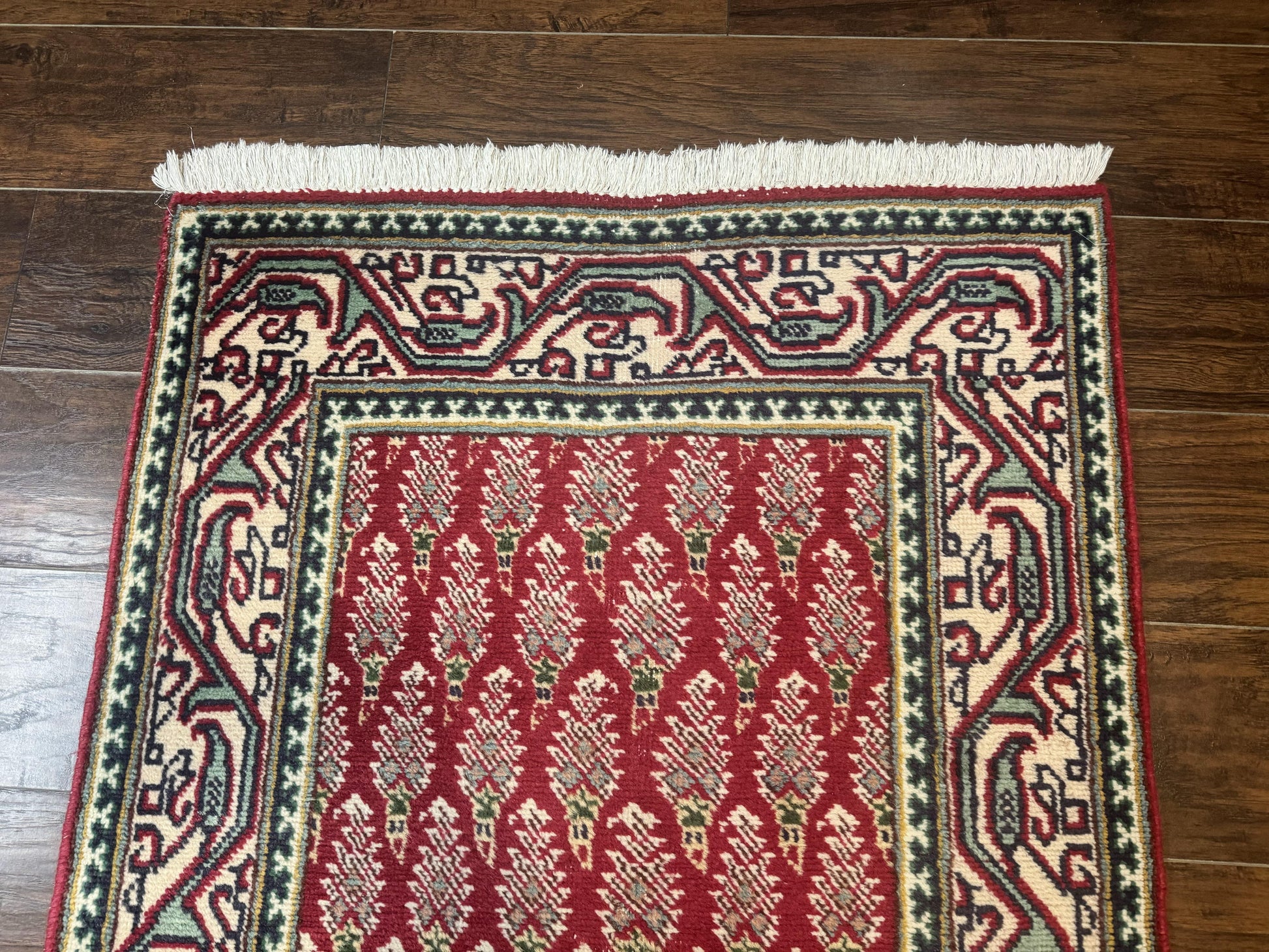 Persian Tabriz Runner Rug 3x16, Paisley Boteh Design, Red and Cream, Rug for Hallway, 16ft Wool Runner - Nuvé