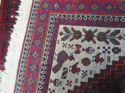 4' X 7' Vintage Handmade Indian Jaipur Rug Bird Carpet - Nuvé