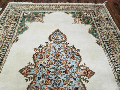 6' X 9' Vintage Handmade India Open Field Tribal Wool Rug Carpet Medallion Nice - Nuvé