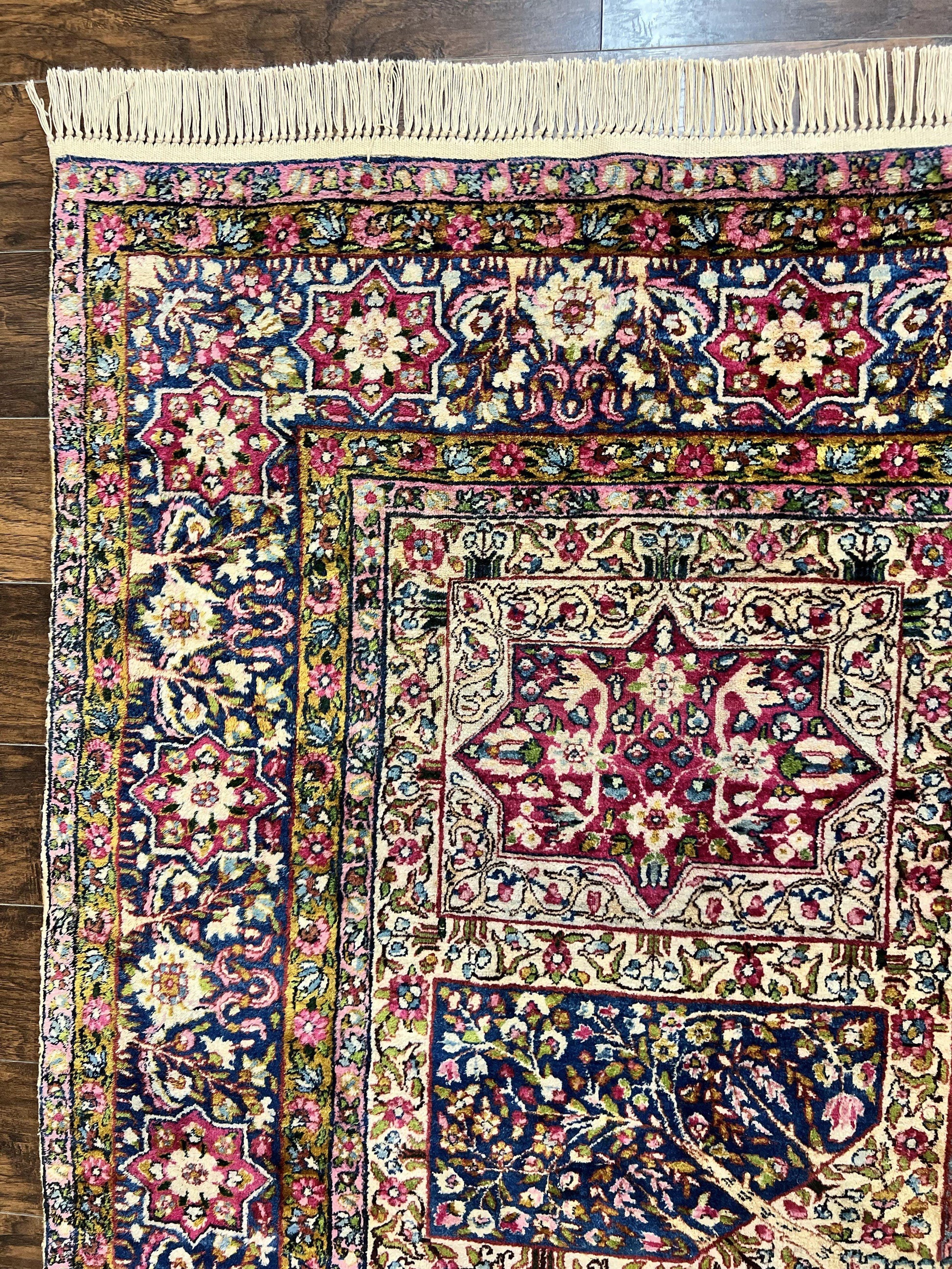 Persian Kirman Lavar Rug 8x9, Antique Persian Carpet, Colorful Multicolor 1920s Handmade Wool Rug, Garden Panel Design, Fine 200 KPSI - Nuvé