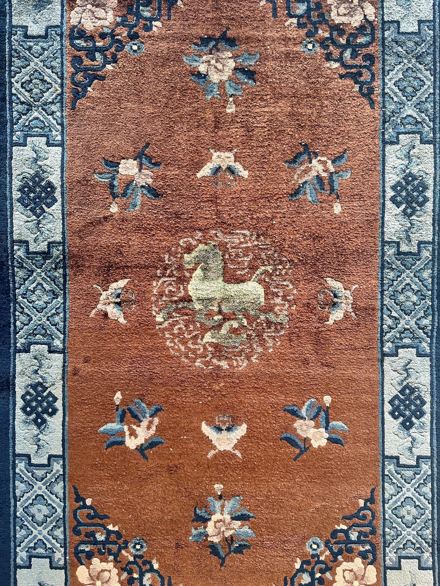 Hand-Knotted Chinese Silk Peking Rug – 3’ x 5’ – Luxurious Floral Design - Nuvé