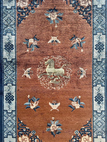 Hand-Knotted Chinese Silk Peking Rug – 3’ x 5’ – Luxurious Floral Design - Nuvé