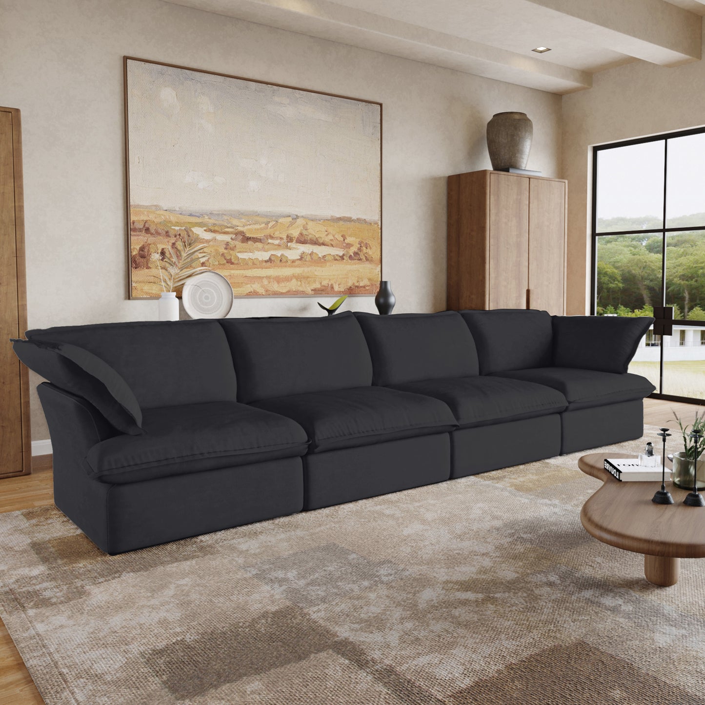 Sabi Modular Boucle Cloud Sofa - Obsidian Black - 4-Seater Sofa - Nuvé
