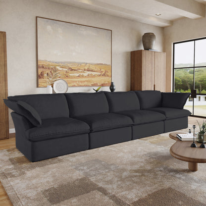 Sabi Modular Boucle Cloud Sofa - Obsidian Black - 4-Seater Sofa - Nuvé
