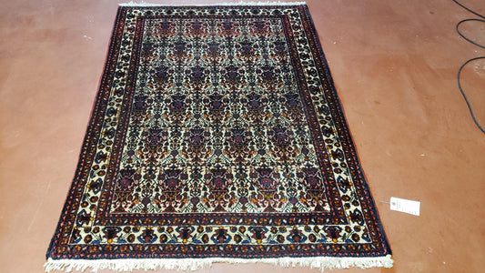 3.6 x 5 Hand-Knotted Vase Rug Floral Turkish Tribal Village Weaving Zagros Vintage Carpet Home Office Wool Area Rug 3x5 Persian Rug 4x5 - Nuvé