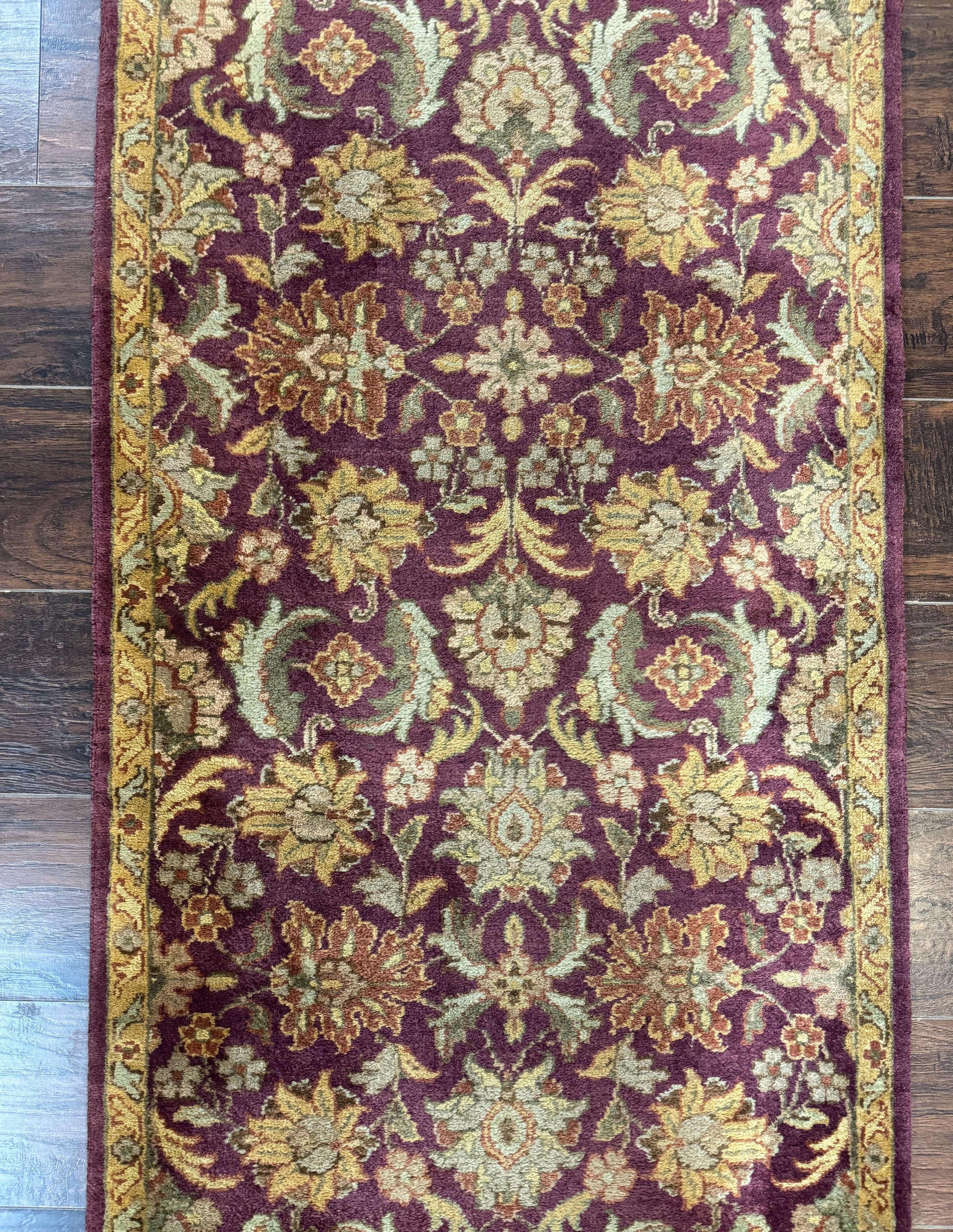 Indian Agra Runner Rug 2.6 x 17.5, Long Runner Rug for Hallway, Floral Handmade - Nuvé