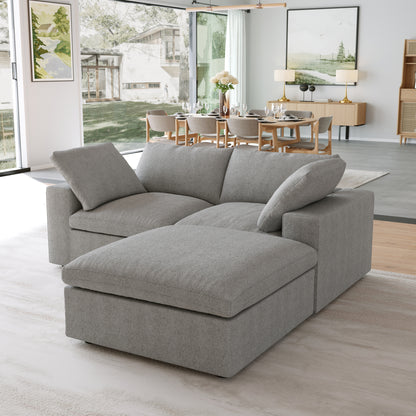 Nuvé® Solace Modular Bouclé Cloud Sofa - Space Grey - 2-Seater Sectional Sofa with Ottoman - Nuvé