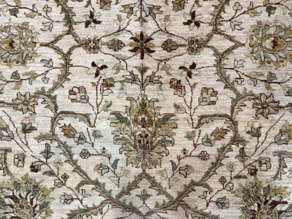 Pakistani Rug 9x12, Floral Allover Peshawar Carpet, Chobi, Beige and Rust Red, Traditional - Nuvé