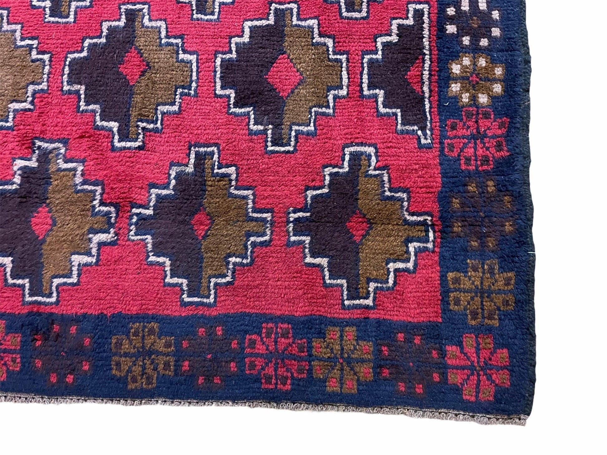 3' X 4' 7" Vintage Handmade Tribal Wool Rug Balouchi Rug Afghan Rug Red Brown - Nuvé