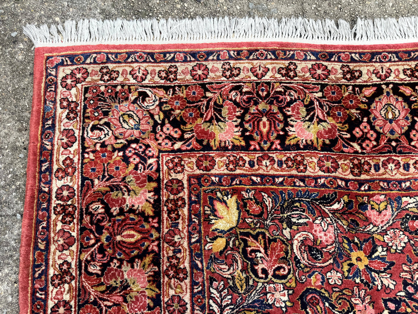 Large Antique Persian Sarouk Rug 11x18, Red, Floral Allover, Palace Size Wool Handmade Carpet - Nuvé
