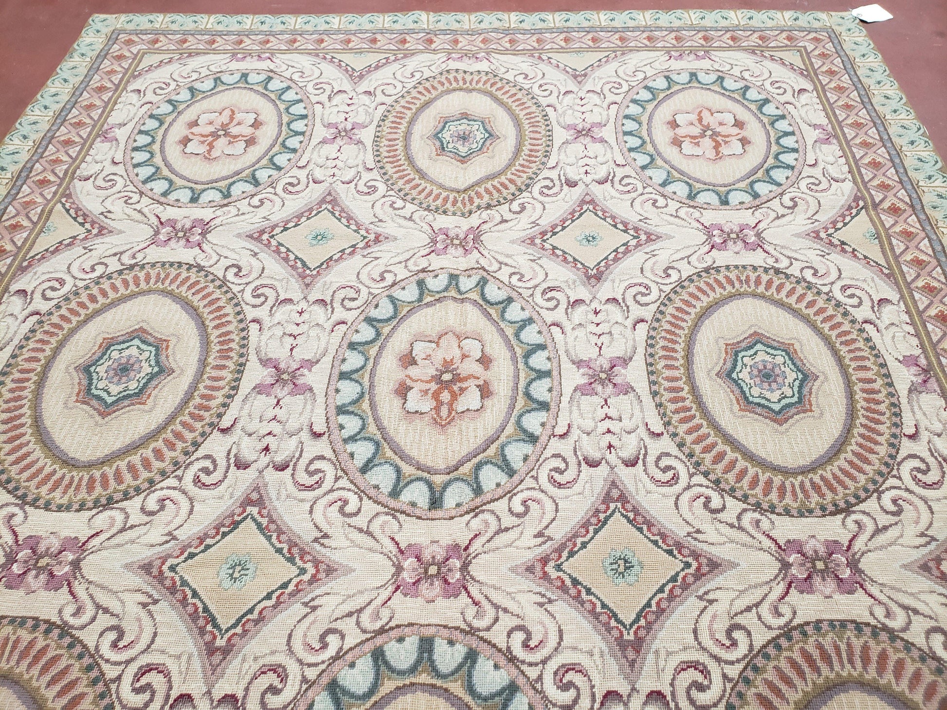 New Needlepoint Rug, 6x9 Needlepoint Carpet, Flatweave Rug, Vicotorian French European English Decor, Elegant Rug for Living Room, Handmade - Nuvé