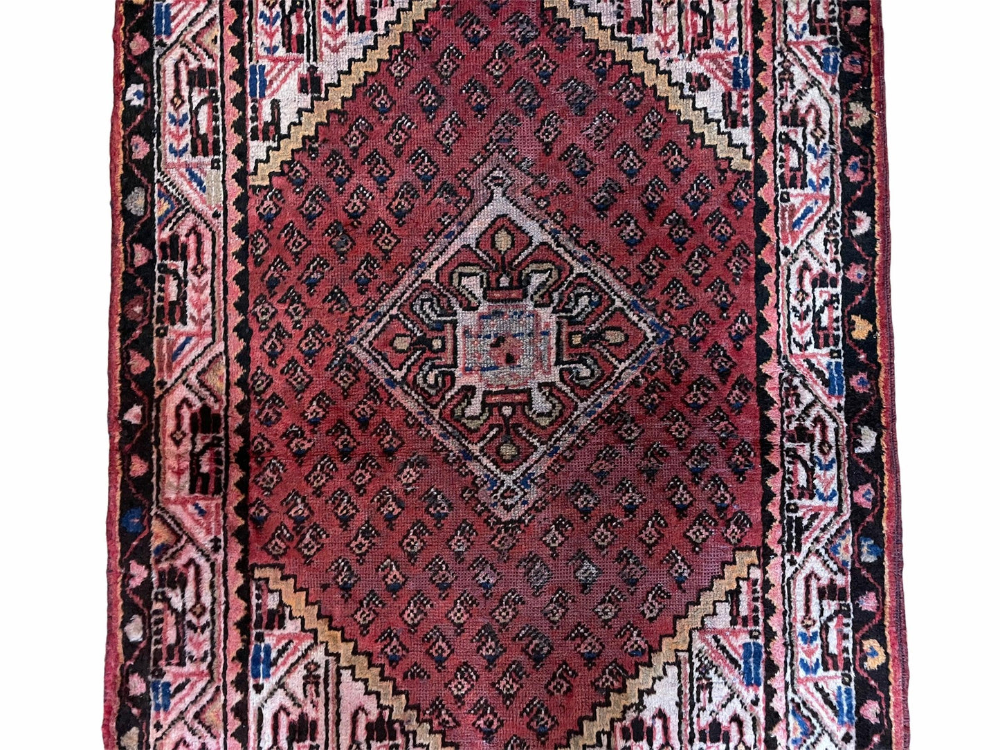4x6 Antique Rug Handmade Wool Rug Organic Dyes Red Ivory Red Tribal Rug Boho Rug - Nuvé