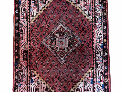 4x6 Antique Rug Handmade Wool Rug Organic Dyes Red Ivory Red Tribal Rug Boho Rug - Nuvé