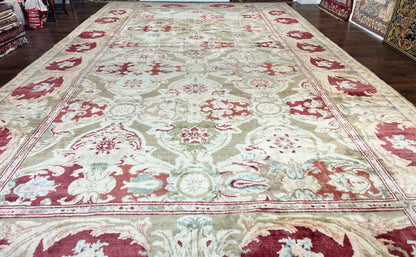 Large Egyptian Oushak Rug 12x21, Wool Handmade Vintage Carpet, Allover Pattern, Oversized 12 x 21 ft Traditional Rug - Nuvé