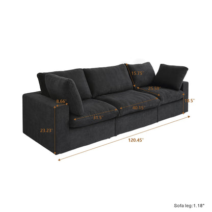 Nuvé® Solace Modular Bouclé Cloud Sofa - Obsidian Black - 3-Seater Sofa - Nuvé