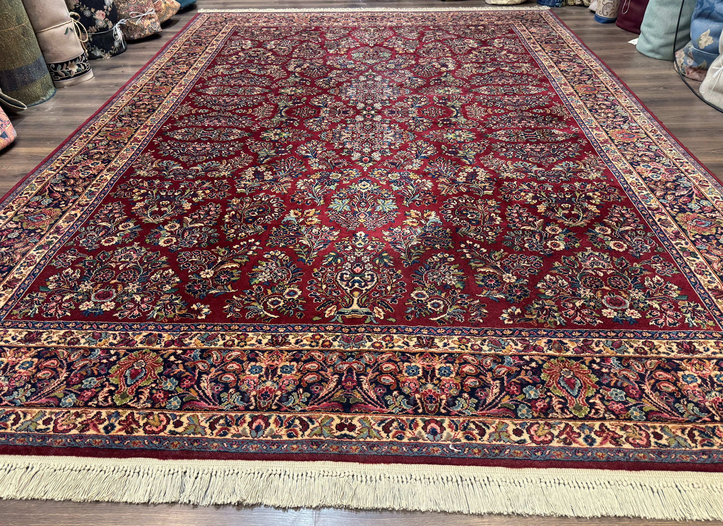 10x14 Karastan Rug Red Sarouk #785, Wool Original 700 Series - Nuvé