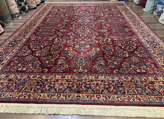 10x14 Karastan Rug Red Sarouk #785, Wool Original 700 Series - Nuvé