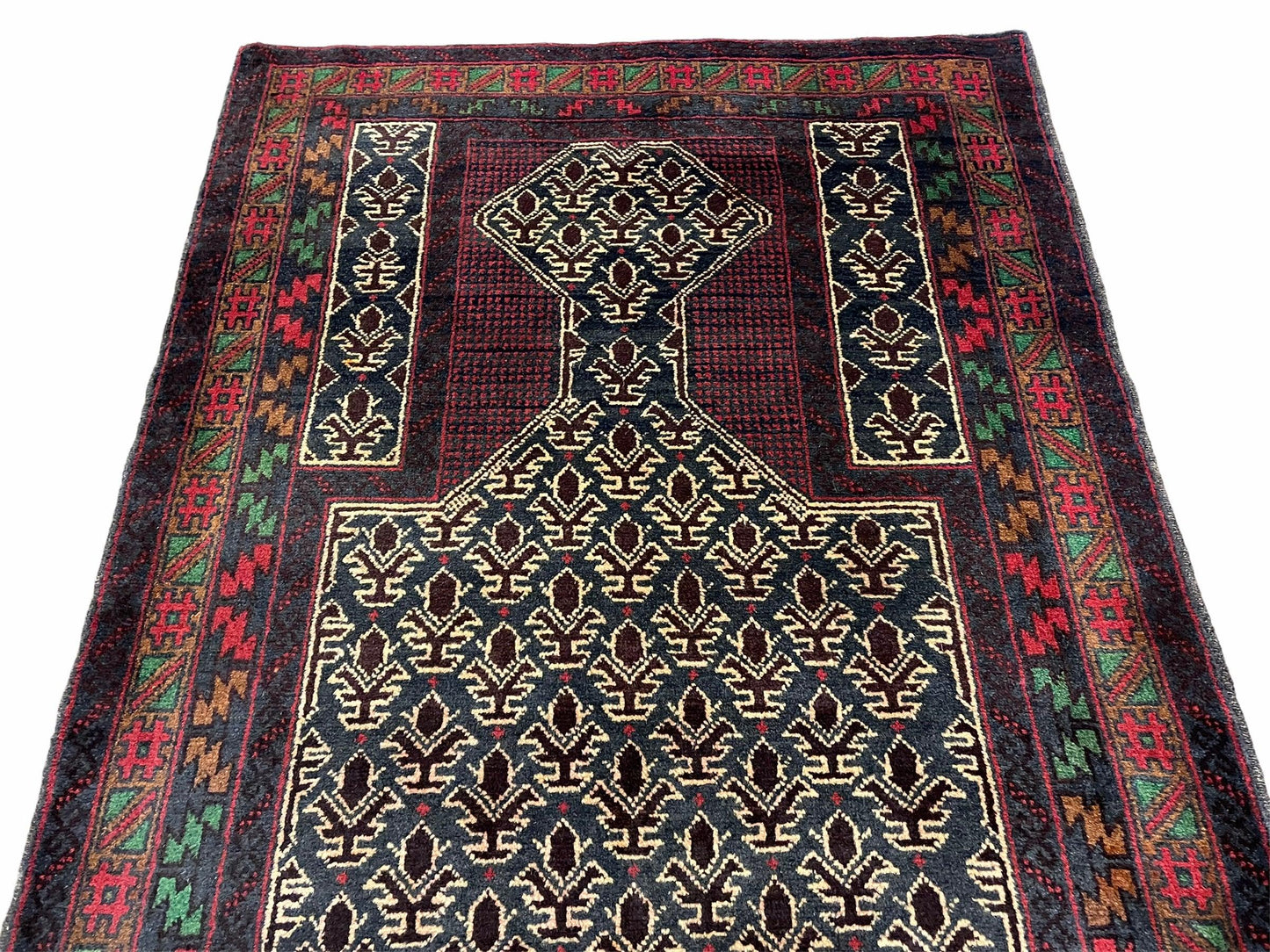 3x5 New Vintage Handmade Wool Rug Tribal Balouch Turkoman Prayer Rug Veggie Dyes - Nuvé