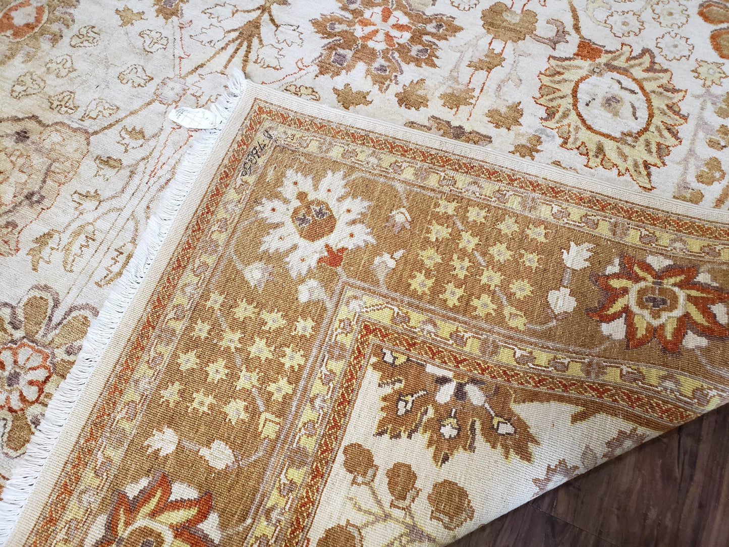 8x10 Oushak Rug Pakistan Peshawar Sultanabad Mahal Wool Carpet Neutral Colors Beige Tan Vintage Hand-Knotted Quality 8 x 10 Area Rug - Nuvé