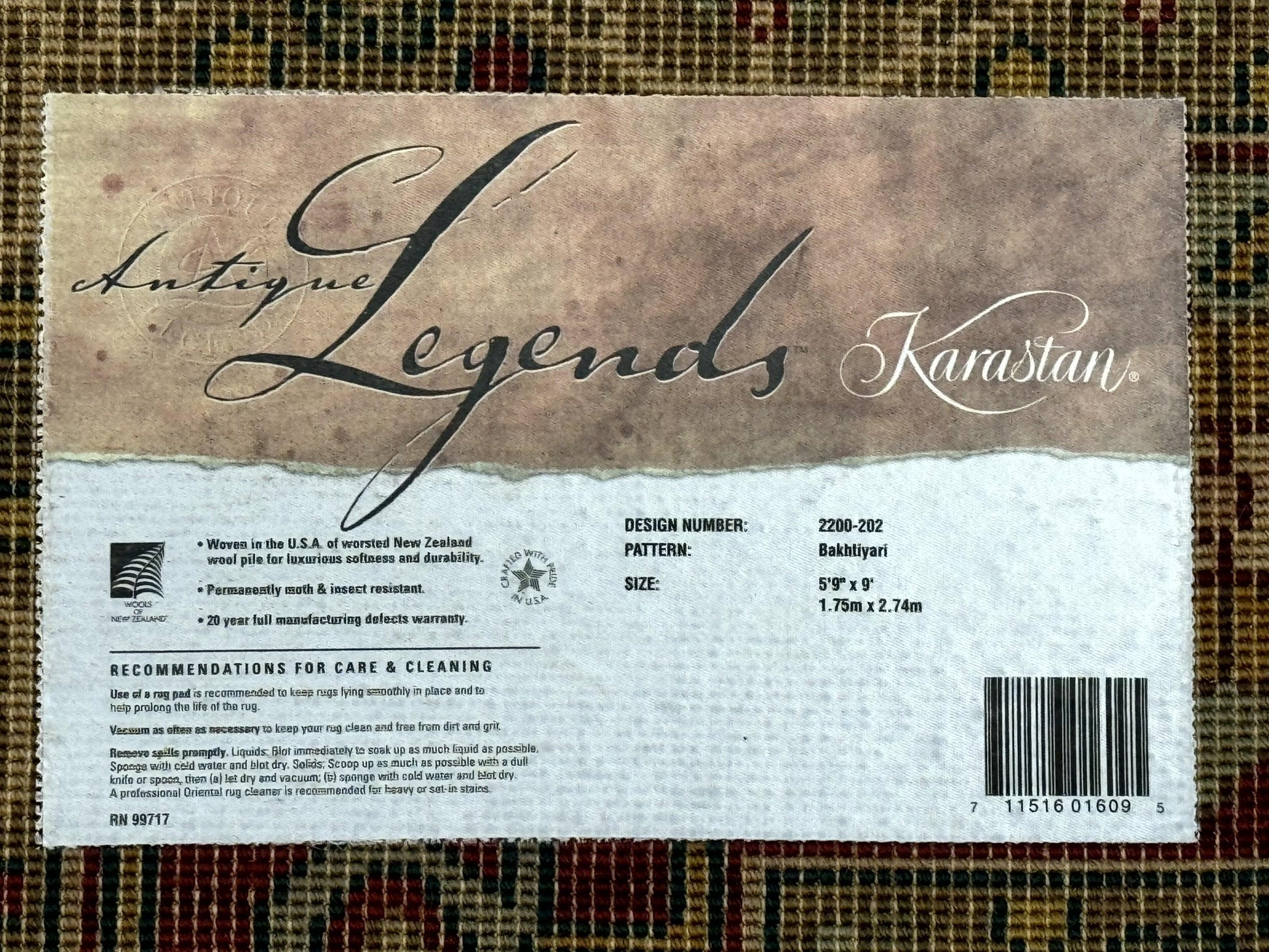 Karastan Rug 5.9 x 9 Antique Legends Bakhtiyari#2200-202, Karastan Area Rug, Wool Pile Vintage Karastan Carpet - Nuvé