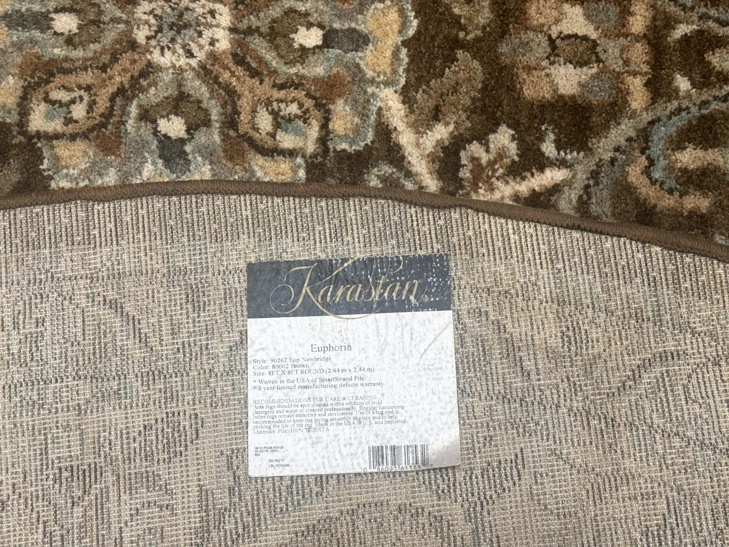 Round Karastan Rug 8x8 ft, Euphoria New Bridge Karastan Rug, Indo Mahal Design - Nuvé