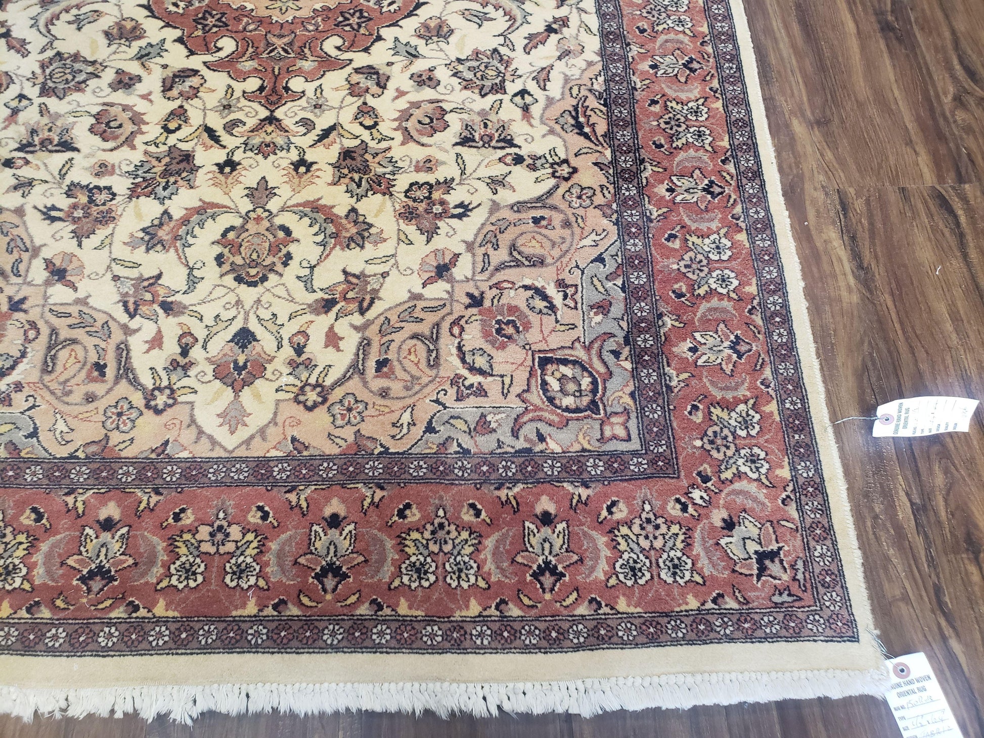4x6 Handmade Top Quality Pakistani Floral Wool Rug Veg Dyes Carpet Beige Salmon - Nuvé