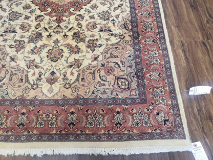 4x6 Handmade Top Quality Pakistani Floral Wool Rug Veg Dyes Carpet Beige Salmon - Nuvé