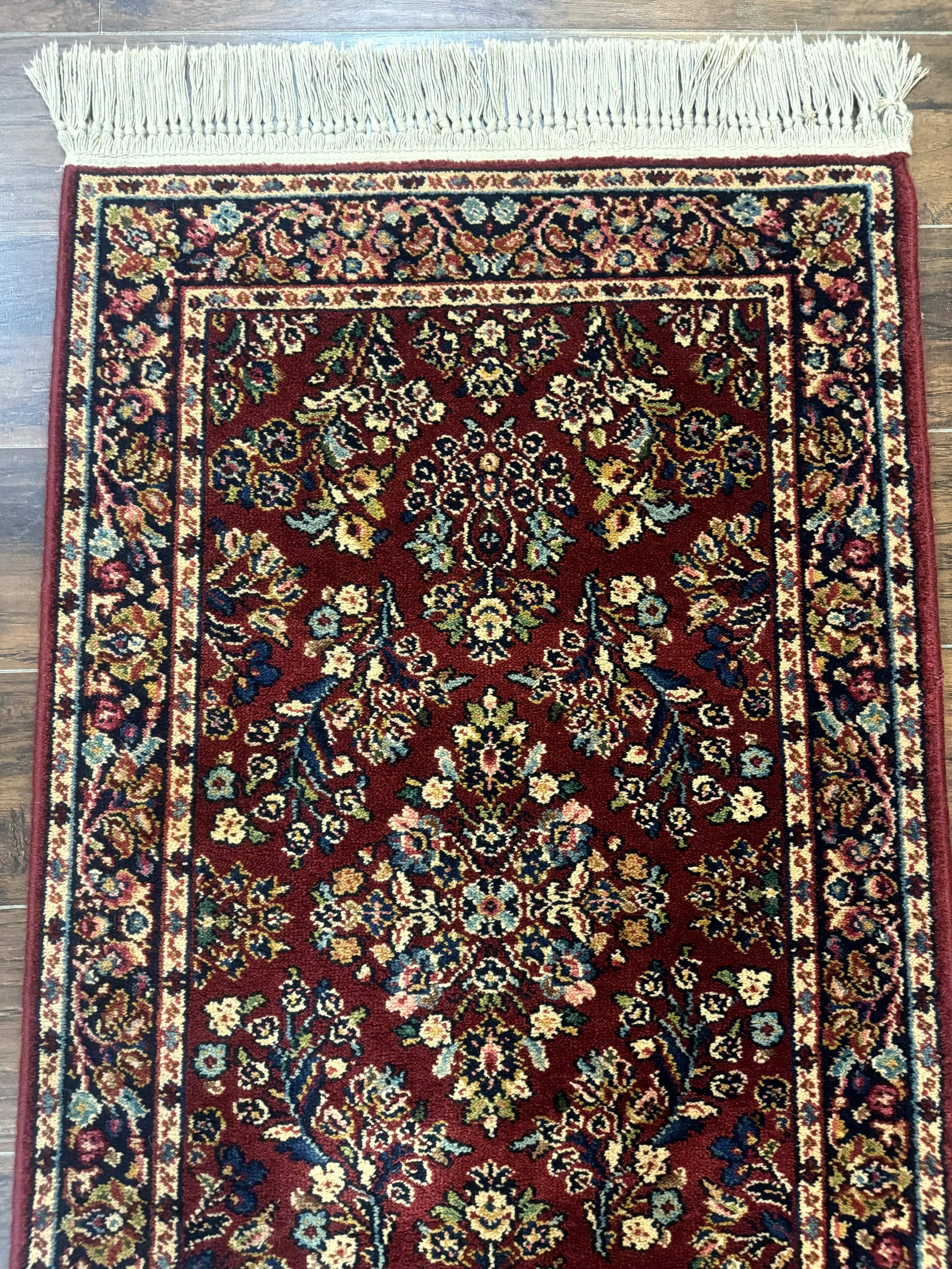Small Karastan Rug 2.6 x 4 Red Sarouk #785, Karastan Wool Pile Rug, Original 700 Series, Discontinued Vintage Karastan Carpet - Nuvé