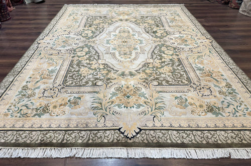 Aubusson Rug 8x10, Very Fine 225 KPSI, Floral, French European Design, Pakistani Carpet - Nuvé