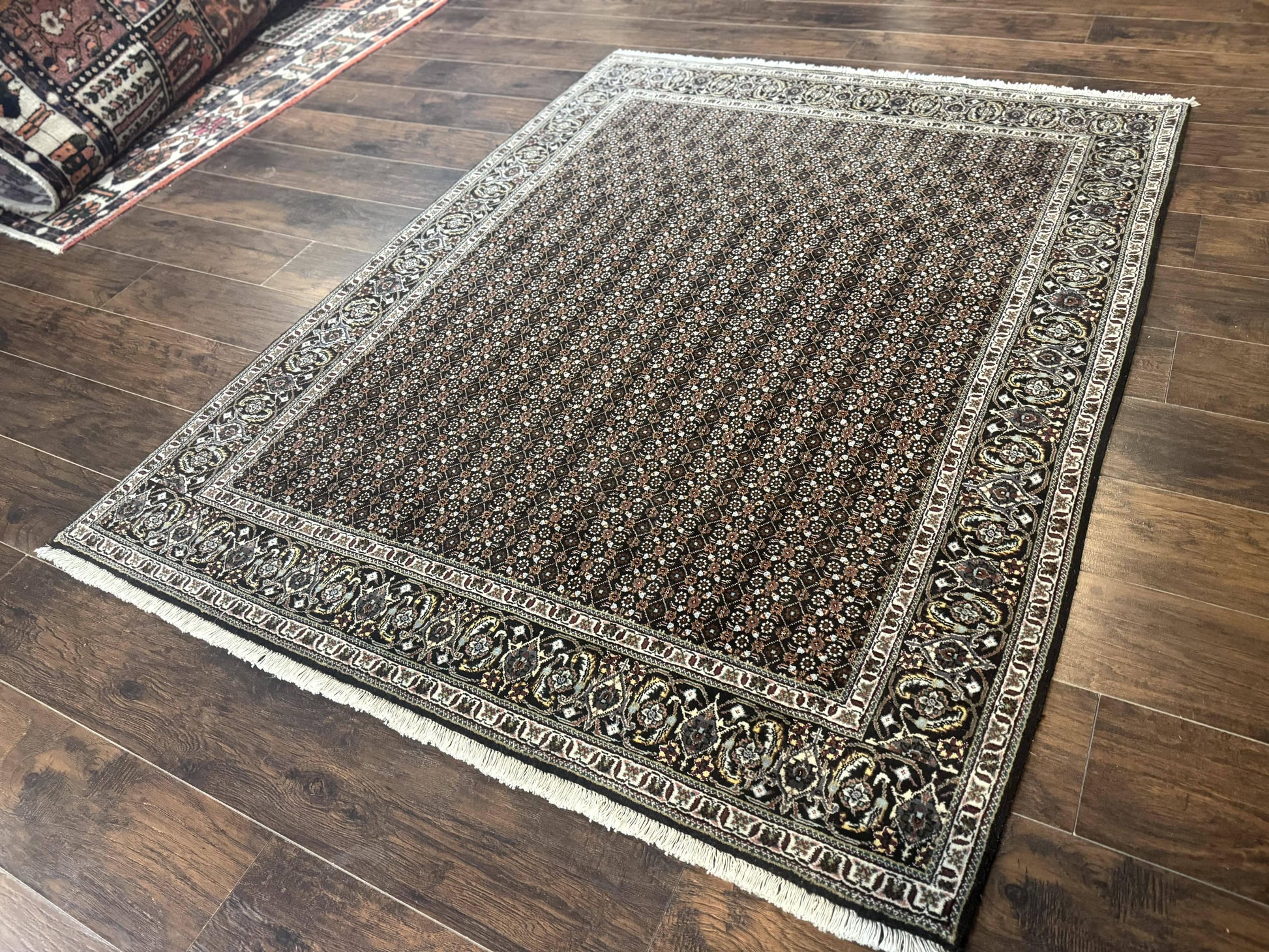 Persian Tabriz Rug 5x7, Black, Allover Pattern - Nuvé