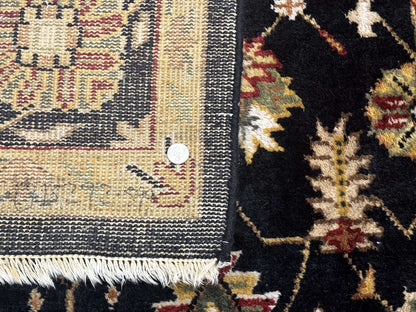 Indo Persian Mahal Rug 8x10, Black and Gold, Wool Hand Knotted Oriental Carpet - Nuvé