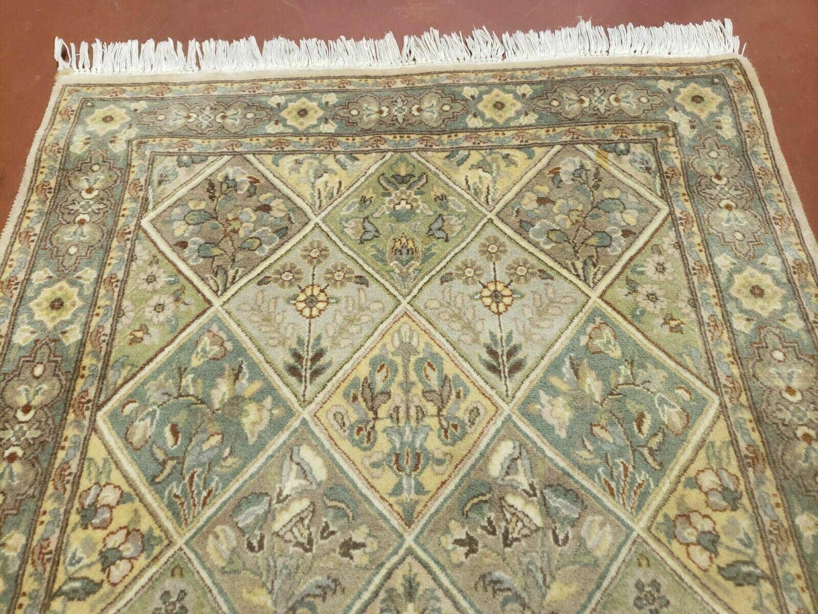 2' 7" X 9' Vintage Handmade India Floral Oriental Wool Runner Rug Hand Knotted - Nuvé