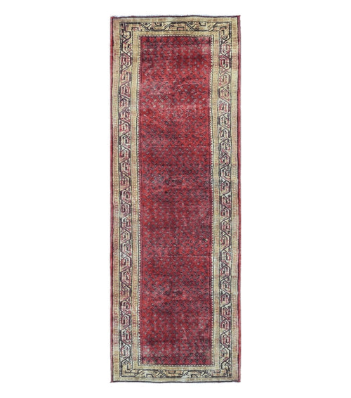 3'7"X 10' Antique Handmade India Oriental Paisley Wool Runner Rug Vegy # 31