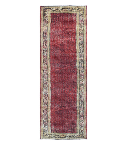 3'7"X 10' Antique Handmade India Oriental Paisley Wool Runner Rug Vegy # 31