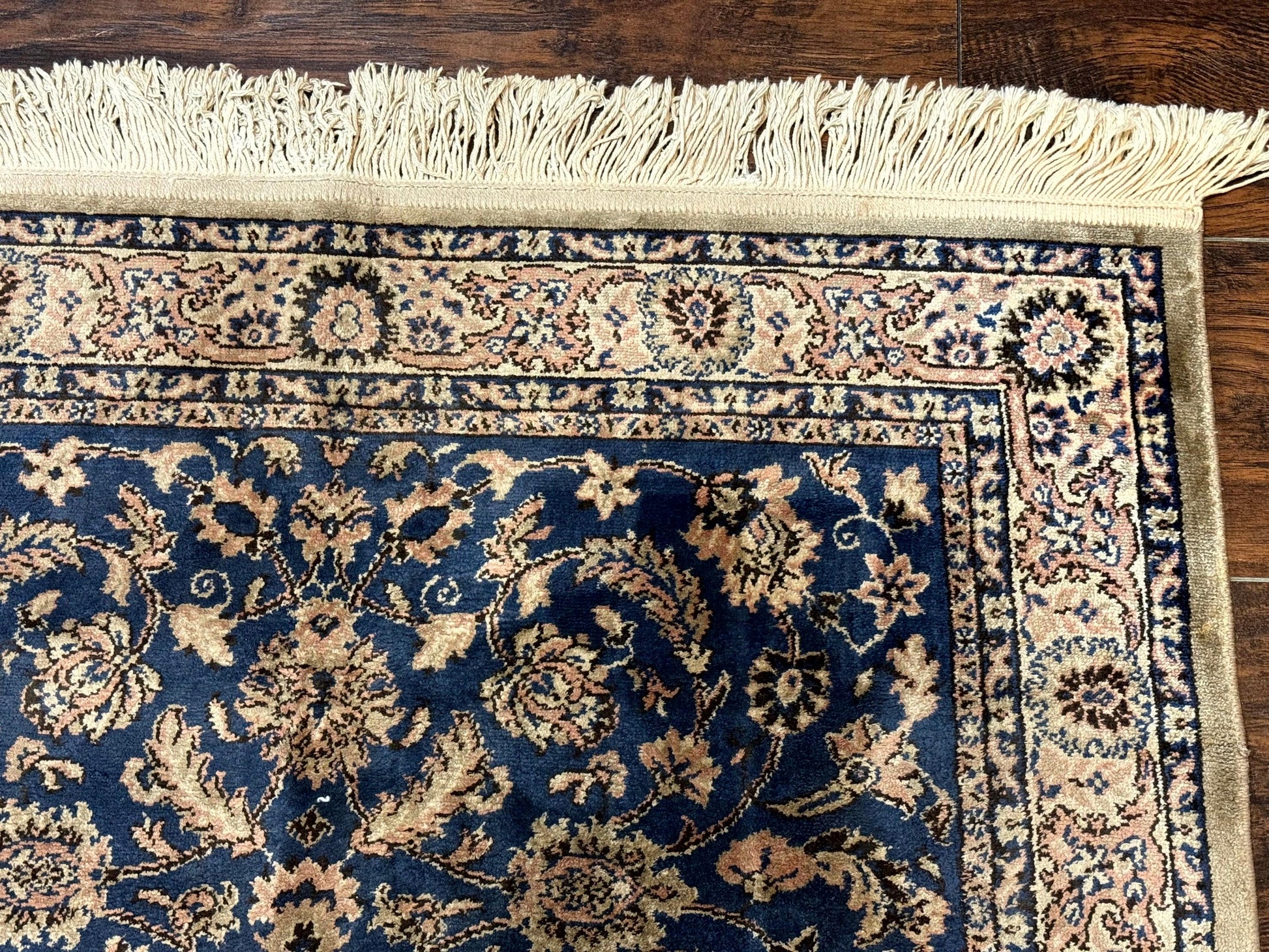 Vintage Art Silk Rug 3x4, Traditional Oriental Persian Design Rug, Belgium Power Loomed Rug, Navy Blue - Nuvé
