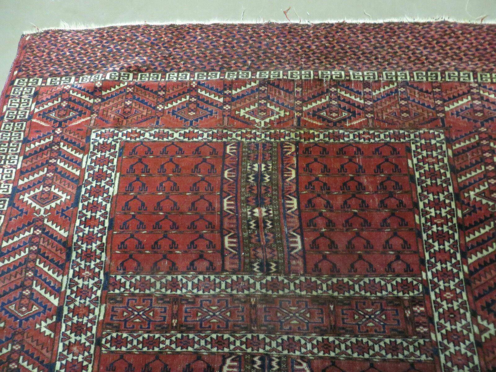 Antique Turkoman Rug 4x5, Ensi Hatchli Tekke Wool Rug - Nuvé