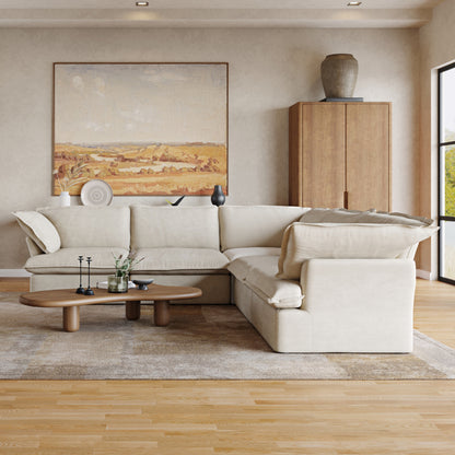 Sabi Modular Boucle Cloud Sofa - Beige - 5-Seater Corner Sectional (V-Shaped) - Nuvé