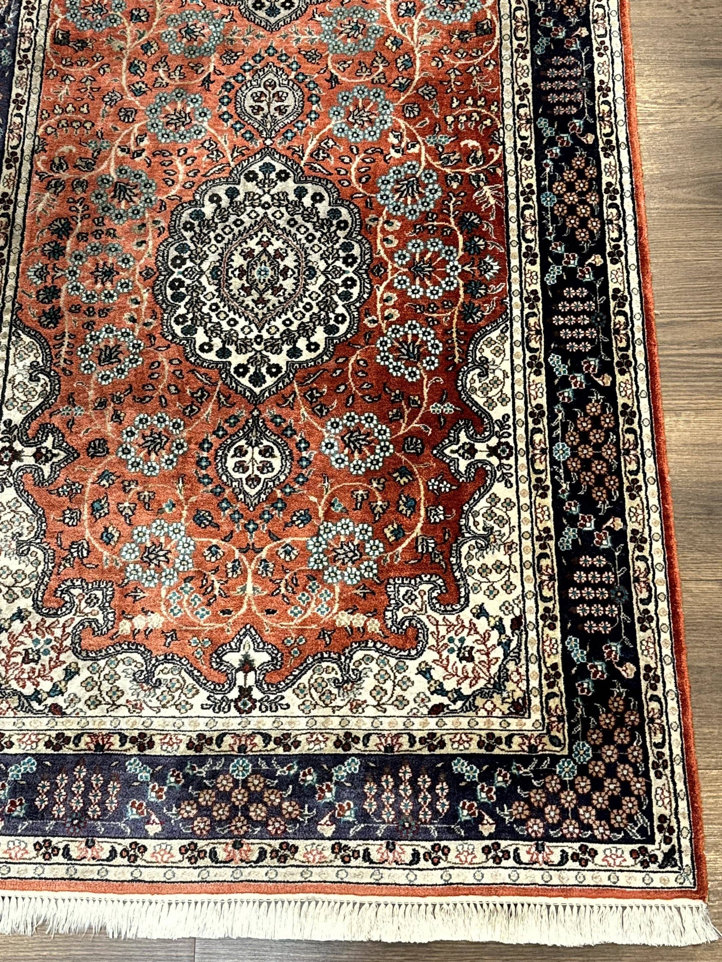 Turkish Silk Runner Rug 3x8, Short Runner Rug, Red, Floral Medallions, Very Fine 360 KPSI, 3 x 8 Runner - Nuvé