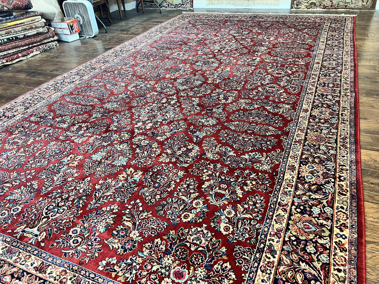 Karastan Rug 10x18 Red Sarouk #785, Wool Karastan Carpet, Original 700 Series, Vintage Discontinued Large Oriental Rug - Nuvé
