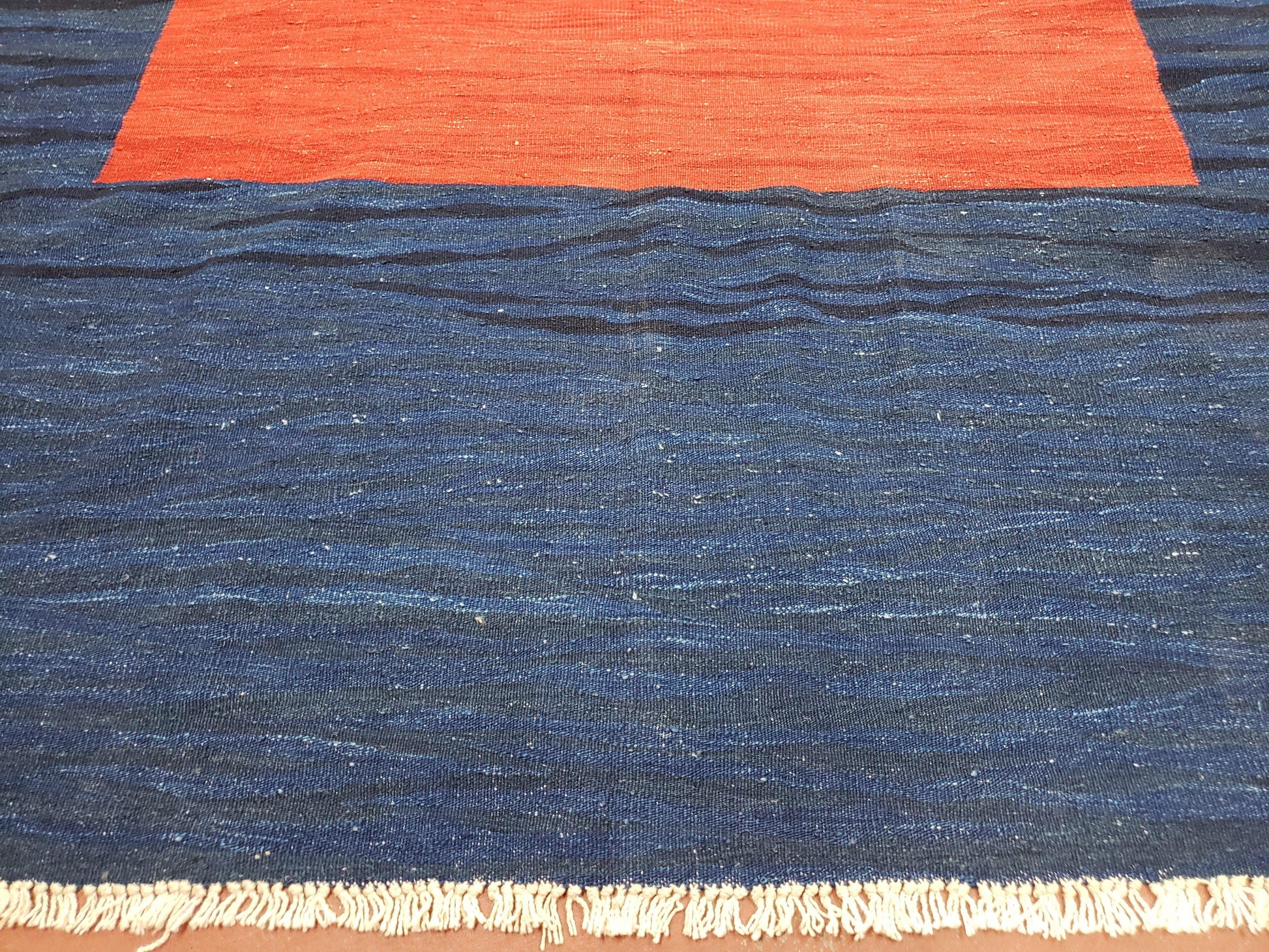 Blue and Red Turkish Kilim Rug, New 6x9 - 7x10 Flatweave Area Rugs, Hand Woven, Wool Handmade Oriental Kilim Abstract Modern Boho, Minimal - Nuvé