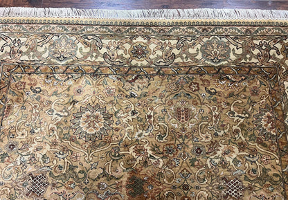 Indo Mahal Rug 8x10, Indian Jaipur Rug 8 x 10 ft, Wool Indo Persian Carpet, Handmade Traditional Floral Area Rug, Olive Green, Vintage Rug - Nuvé