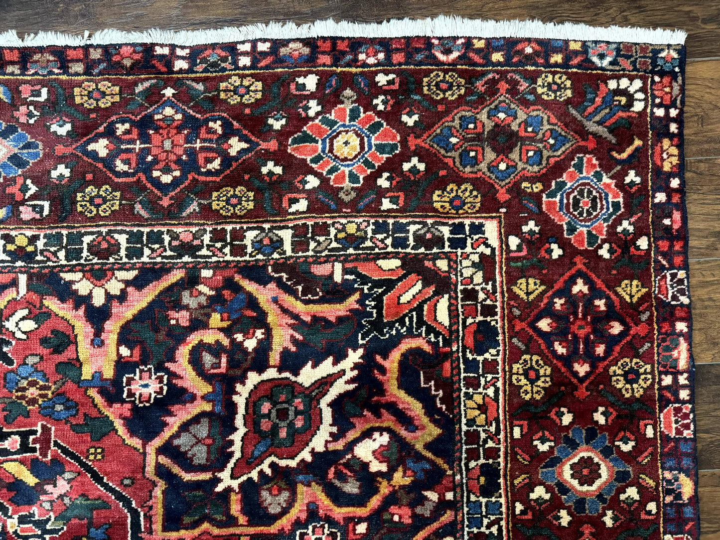 Rare Persian Bakhtiari Rug 10x13, Red, Semi Antique, Large Persian Carpet, Handmade - Nuvé