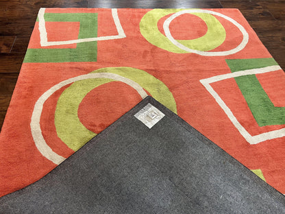 Abstract Rug 6x9, Modern Contemporary Rug, Red-Orange Green - Nuvé